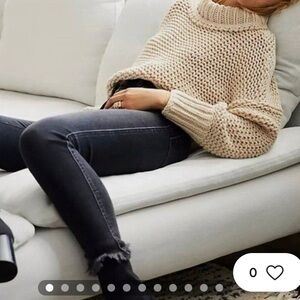 Free People NWT 24 black stretch denim highrise jegging skinny raw hem jeans